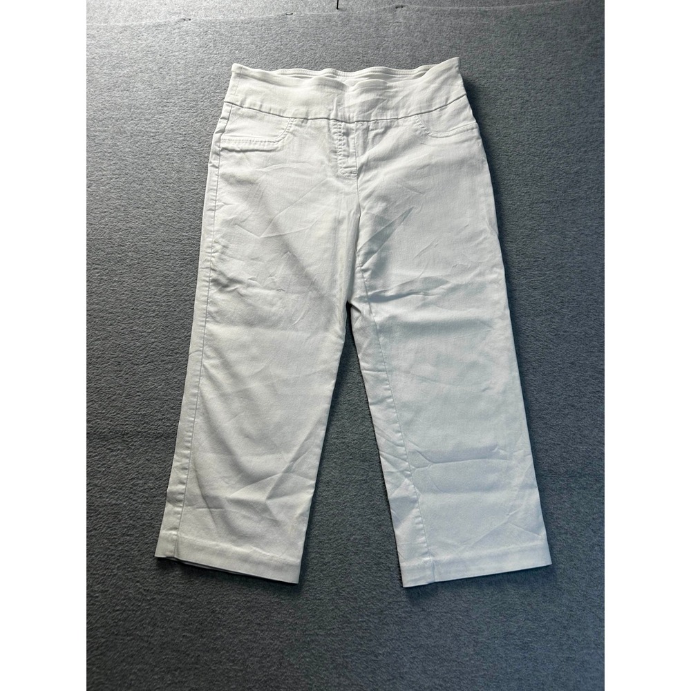 Capri Pants Womens White Size 8 Straight Leg Casual Summer Lightweight Ruby Rd